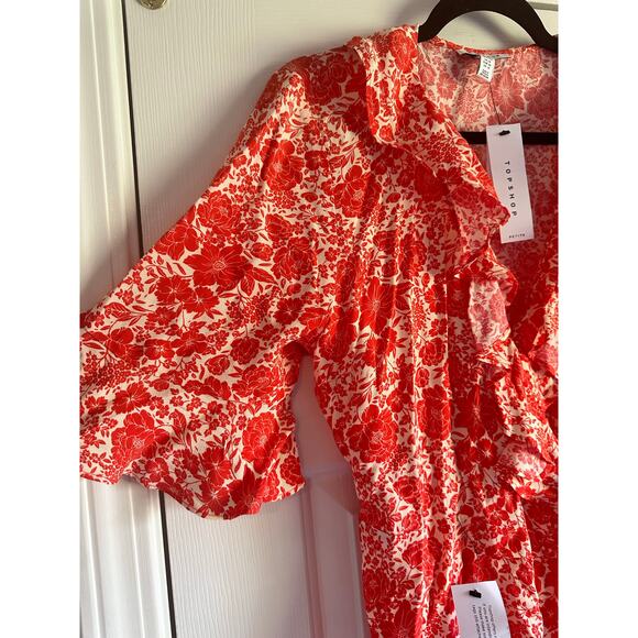 NWT Topshop Ruffled Wrap Dress US Size 10P - Picture 3 of 9